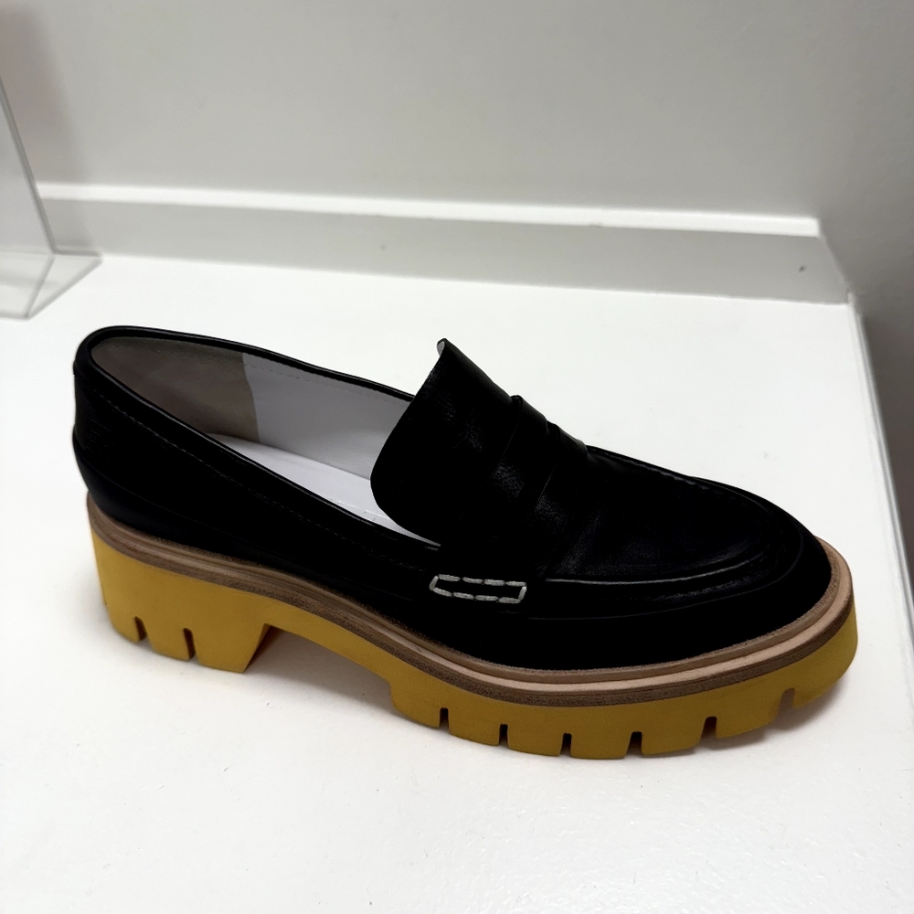 Black and Yellow Women's Loafers